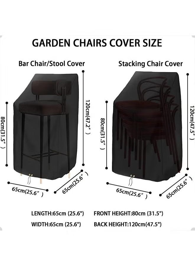 Generic Outdoor Chair Covers, Patio Stacking Chair Cover Oxford Cloth Material, Black Waterproof Garden Chair Covers Waterproof, Chair Covers with Adjustable Cord (120x80x65)  - Image 5