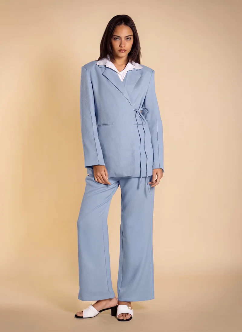 SHAPES TEXTURED SIDE-TIE BLAZER SET