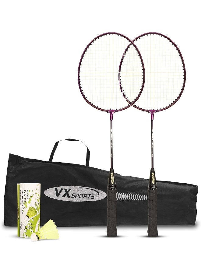 فيكتور أكس مجموعة مضارب تنس الريشة Vector X VXB-10 المصنوعة من الألومنيوم – عبوة 3 قطع مع ريشة وغطاء للتدريب واللعب، خفيف الوزن ومتينة - Image 1