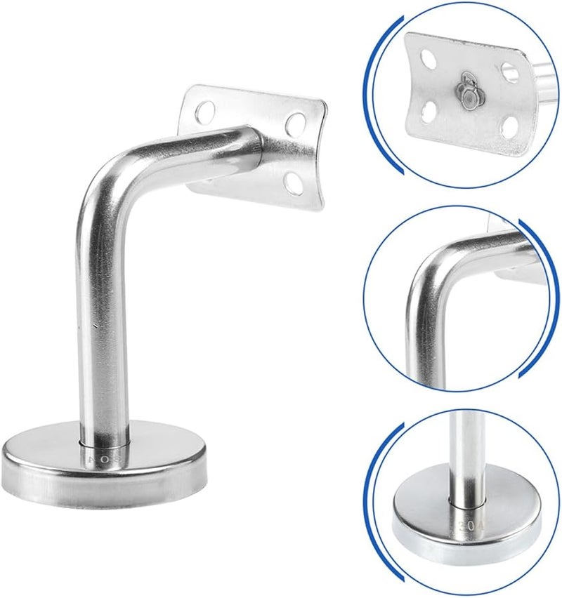 6 قطع من أقواس درابزين السلالم المصنوعة من الفولاذ المقاوم للصدأ، دعامات درابزين للسلالم الداخلية والخارجية - Image 4