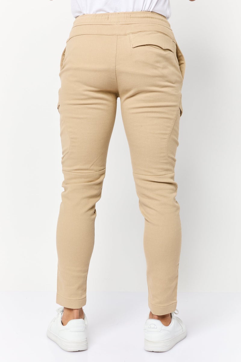 Celio Men Regular Fit Solid Cargo Pants, Dark Beige - Image 4