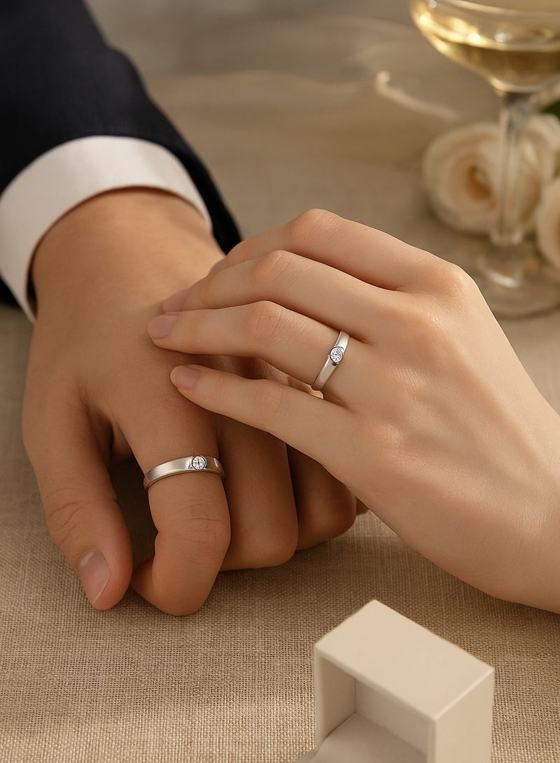 زوج من خواتم فضة استرلينية 925 قابلة للتعديل للأزواج بأشكال قلب مزدوجة متطابقة له ولها مثالية للخطوبة أو يوم الزفاف أو الذكرى السنوية أو الاستخدام اليومي - Image 3