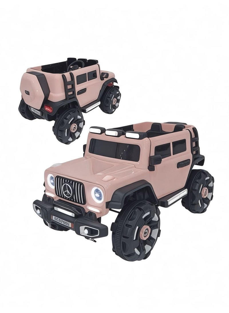 Electric car for children with two motors and 12V battery with openable doors, lights, rocking mode, music, remote control for a fun and safe driving experience