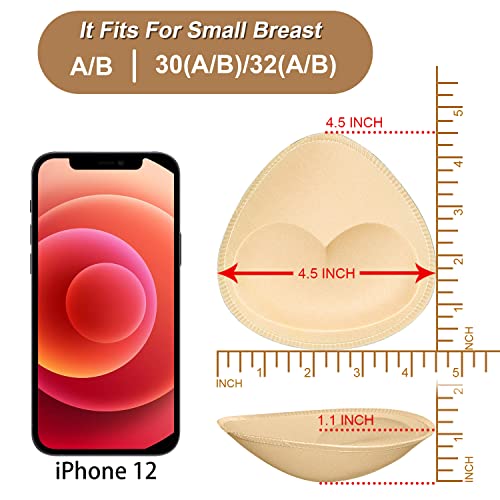 TopBine Bra Pads Inserts Women's Sports Cups Bra Replacement Insert for Bikini Swimsuit (3 Beige M, A/B) - Image 2
