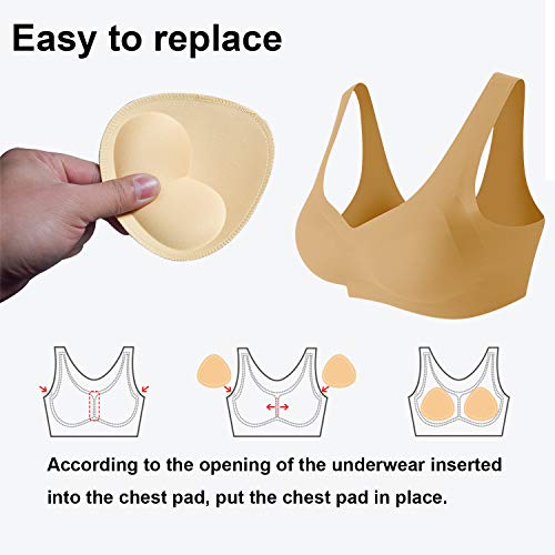 TopBine Bra Pads Inserts Women's Sports Cups Bra Replacement Insert for Bikini Swimsuit (3 Beige M, A/B) - Image 5