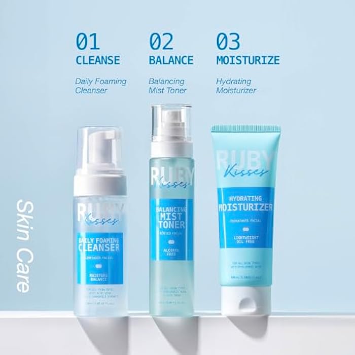 Ruby Kisses Complete Hydration Skincare Set, Face & Body Essentials, Includes Daily Foaming Cleanser, Balancing Mist Toner, Daily Body Lotion, Gentle Body Scrub, Korean Skincare - Image 3