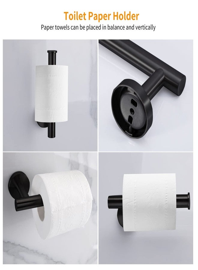 Cilee 8 Piece Matte Black Bathroom Hardware Set, 24inch Bathroom Towel bar+Towel Ring+Toilet Paper Holder+ Robe Towel Hook, SUS304 Stainless Steel Bathroom Accessory Set - Image 3