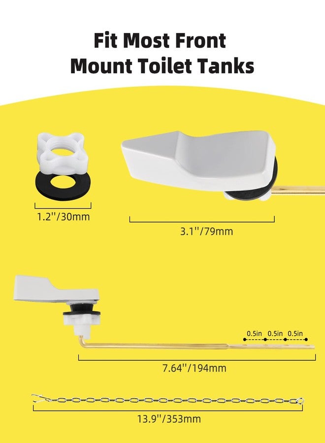 Hibbent Toilet Handle Replacement, Front Mount Tank Flush Lever Handle Compatible with American Standard, Toilet Trip Lever with Stainless Steel Flapper Chains, White - Image 4
