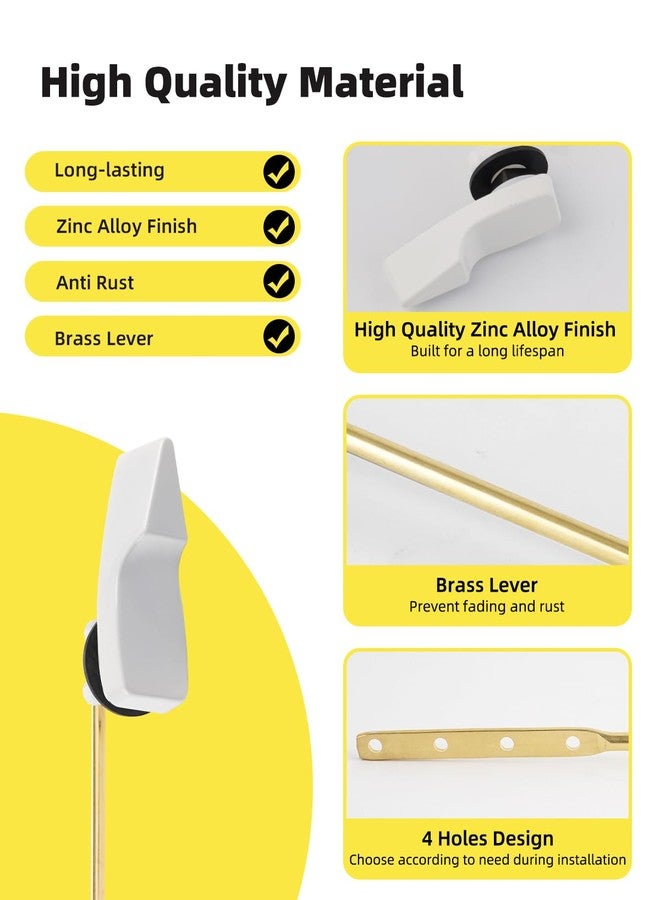 Hibbent Toilet Handle Replacement, Front Mount Tank Flush Lever Handle Compatible with American Standard, Toilet Trip Lever with Stainless Steel Flapper Chains, White - Image 3