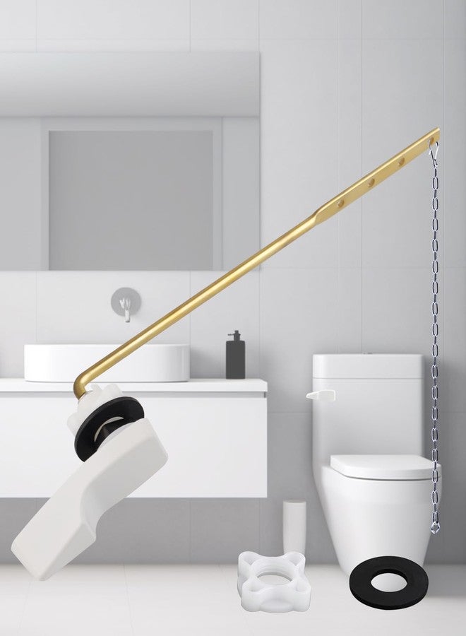 Hibbent Toilet Handle Replacement, Front Mount Tank Flush Lever Handle Compatible with American Standard, Toilet Trip Lever with Stainless Steel Flapper Chains, White - Image 5