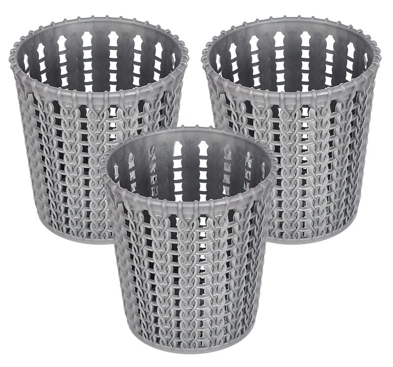 Kuber Industries Round Shape M 10 Multipurpose Plastic HolderOrganizerStand for Kitchen Bathroom Office Use Pack of 3 Grey46KKM0193 Standard - Image 1