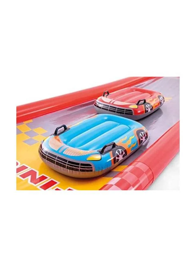 INTEX Intex 57167EP 18.5 Foot Long Inflatable Racing Fun Water Slide Track with 2 Surf Car Riders and Built-in Sprayer for Ages 6 and Up