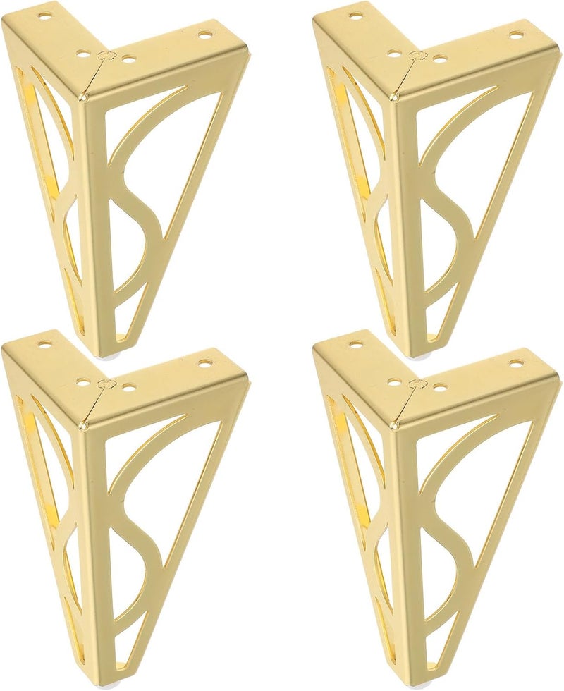SECFOU 4pcs Metal Furniture Legs for Sofa Couch Cabinet – 15cm Metallic Gold Modern Screw-in Sofa Feet Replacement, Heavy Duty Bed Risers for Living Room Tables - Image 1