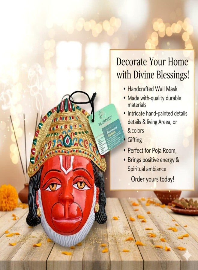 FLAIMYST Hanuman Ji Wall Hanging | Hanuman Face Mask Wall Hanging Idol for Home & Office Decoration | Nazar Battu for Home Entrance (6 Inche Multicolor) - Image 3