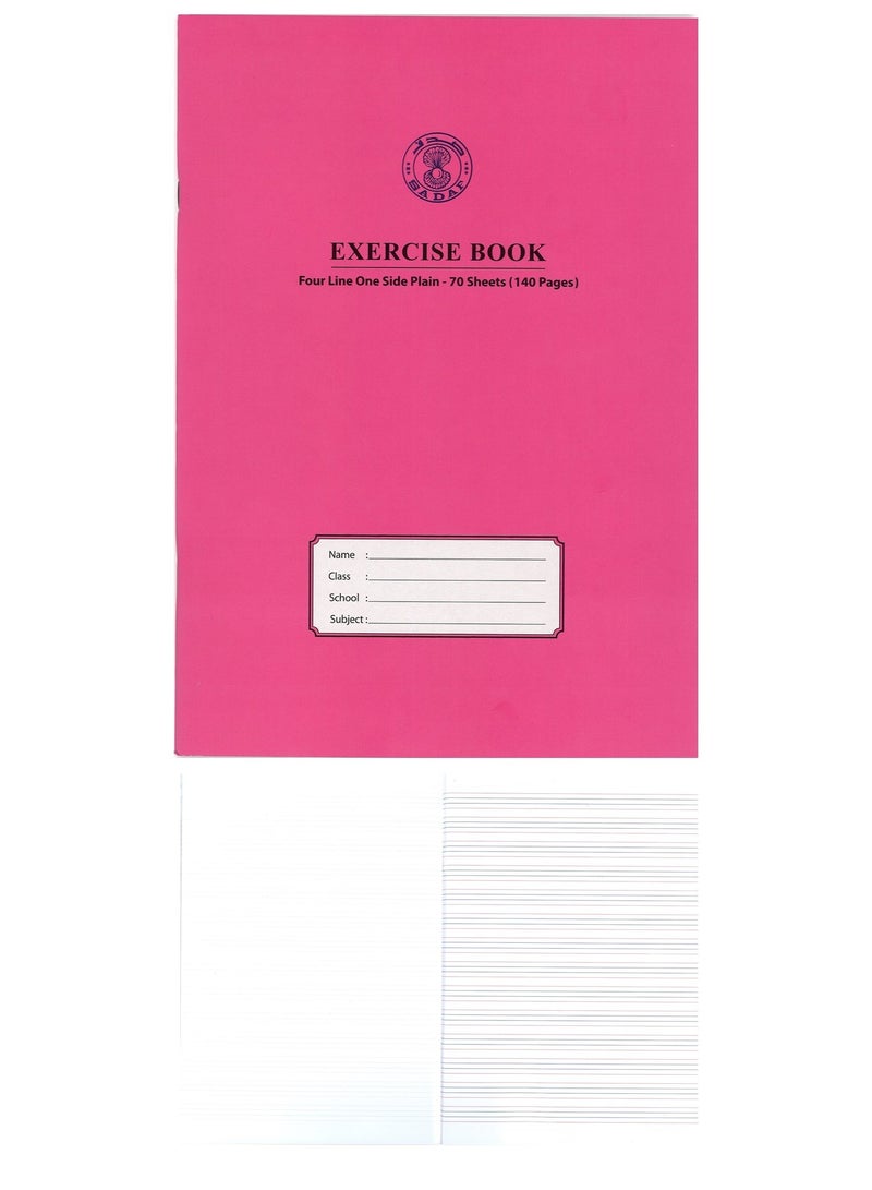 Sadaf دفتر ملاحظات سادة بأربعة أسطر ووجه واحد بحجم A4، 70 ورقة، بألوان متنوعة - Image 1