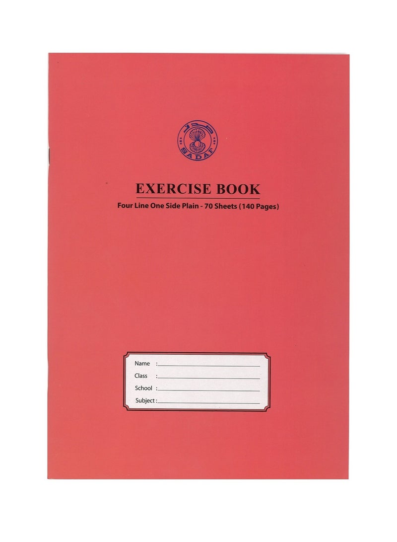 Sadaf دفتر ملاحظات سادة بأربعة أسطر ووجه واحد بحجم A4، 70 ورقة، بألوان متنوعة - Image 3