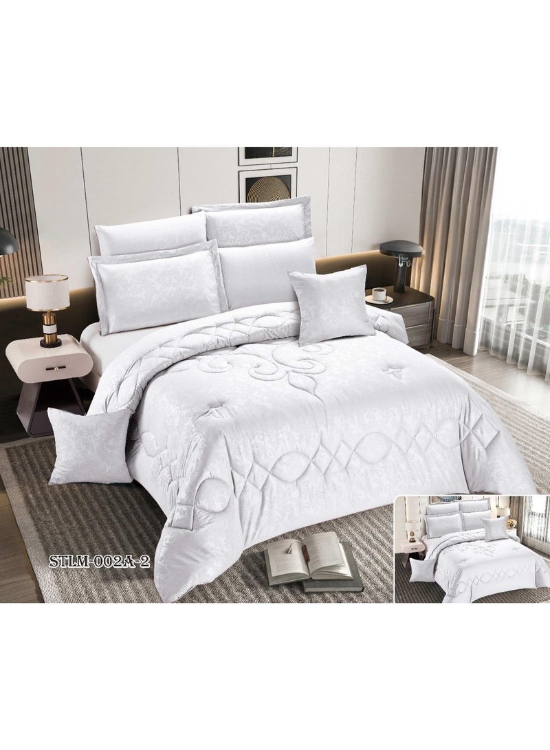 مون طقم لحاف مفرش سرير نفرين ملكي ومريح وناعم 8 قطع مزدوج منقوش مقاس اللحاف 250x230 سم - Image 1