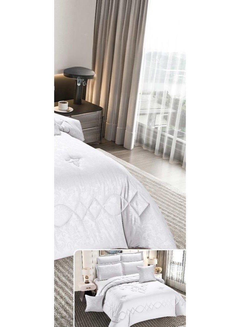 مون طقم لحاف مفرش سرير نفرين ملكي ومريح وناعم 8 قطع مزدوج منقوش مقاس اللحاف 250x230 سم - Image 4