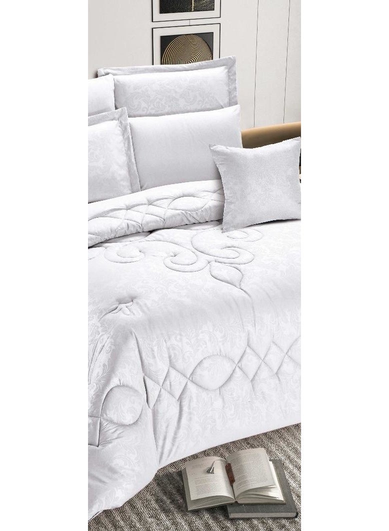 مون طقم لحاف مفرش سرير نفرين ملكي ومريح وناعم 8 قطع مزدوج منقوش مقاس اللحاف 250x230 سم - Image 3