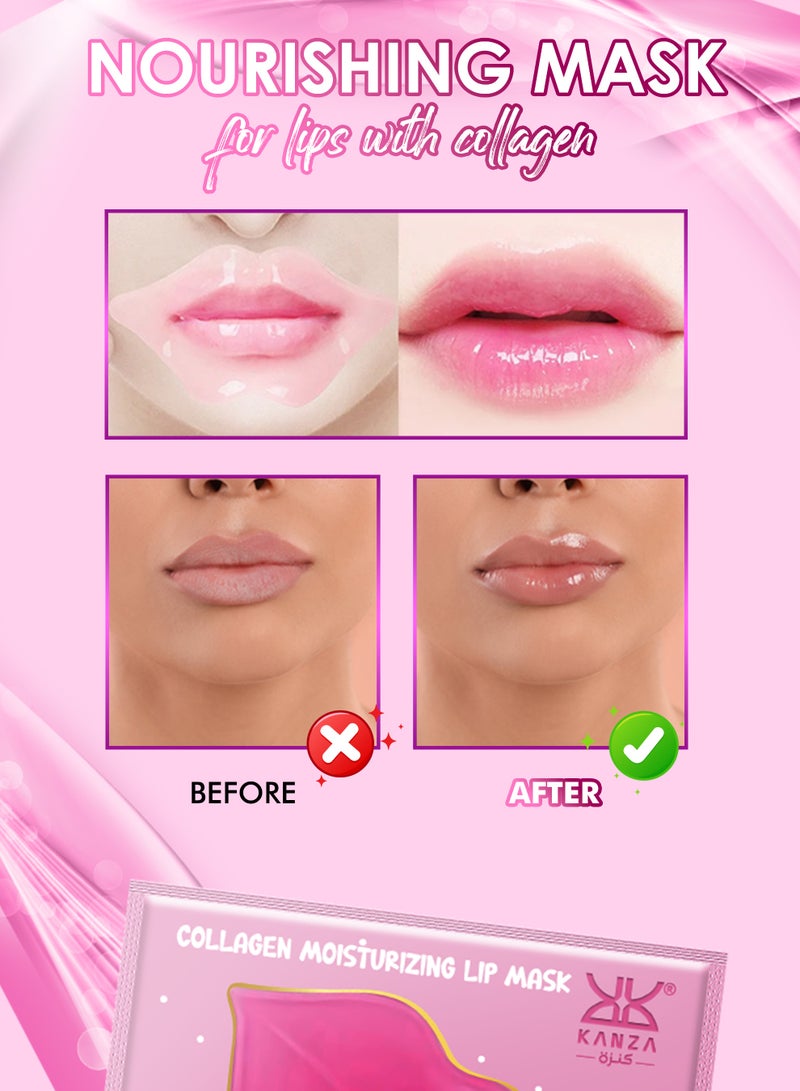 Kanza 20-Piece Collagen Moisturizing Lip Mask Lip Plumper Hydrating Nourishing Crystal Pink Lip Mask Natural Shiny Moisturizing Smooth Texture Healthy Elasticity Lip Mask Collagen Lip Mask - Image 3