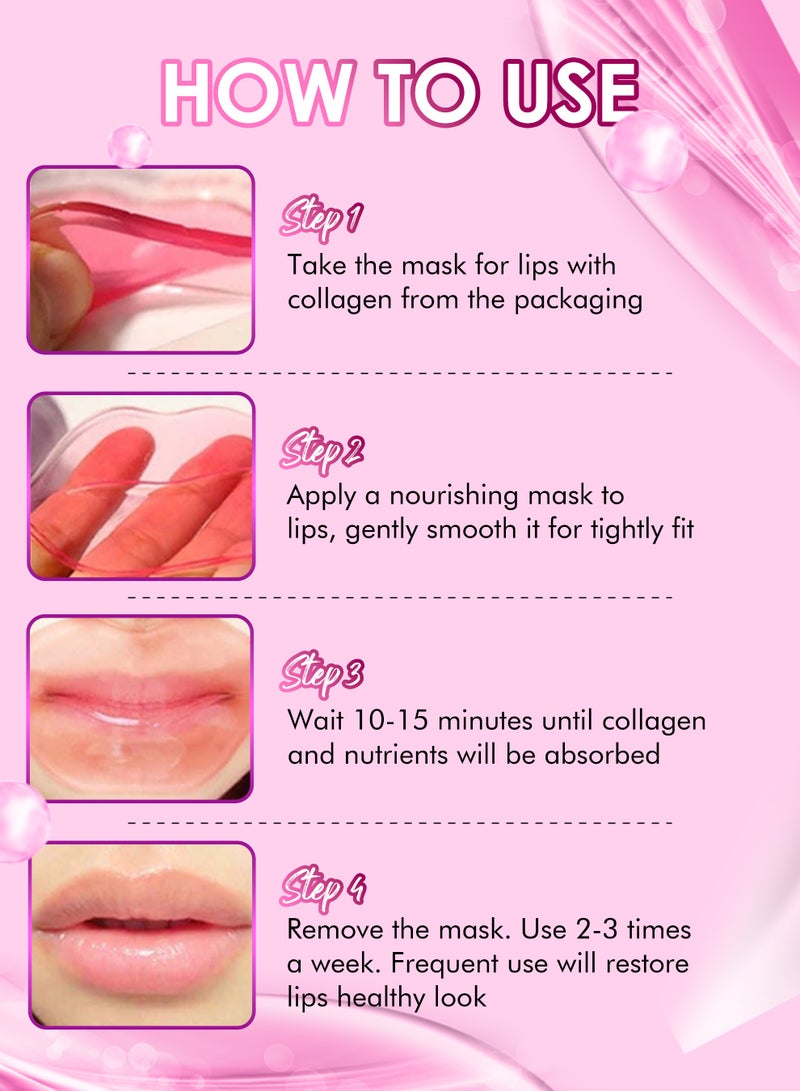 Kanza 20-Piece Collagen Moisturizing Lip Mask Lip Plumper Hydrating Nourishing Crystal Pink Lip Mask Natural Shiny Moisturizing Smooth Texture Healthy Elasticity Lip Mask Collagen Lip Mask - Image 5