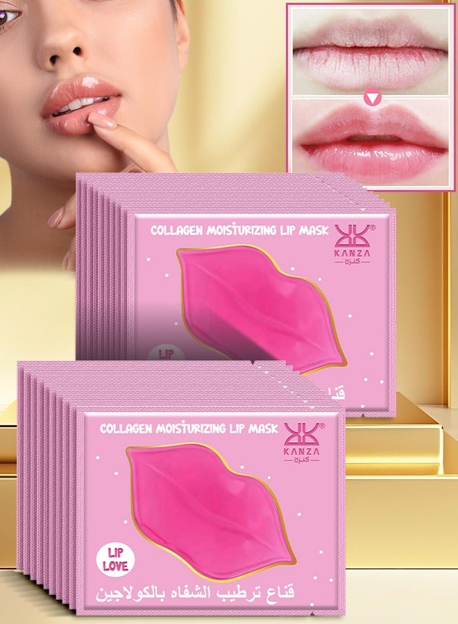 Kanza 20-Piece Collagen Moisturizing Lip Mask Lip Plumper Hydrating Nourishing Crystal Pink Lip Mask Natural Shiny Moisturizing Smooth Texture Healthy Elasticity Lip Mask Collagen Lip Mask - Image 1