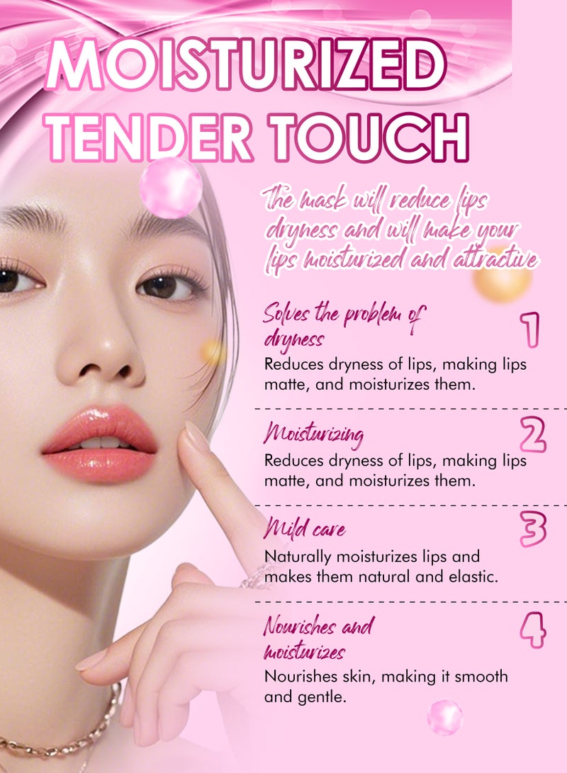 Kanza 20-Piece Collagen Moisturizing Lip Mask Lip Plumper Hydrating Nourishing Crystal Pink Lip Mask Natural Shiny Moisturizing Smooth Texture Healthy Elasticity Lip Mask Collagen Lip Mask - Image 2