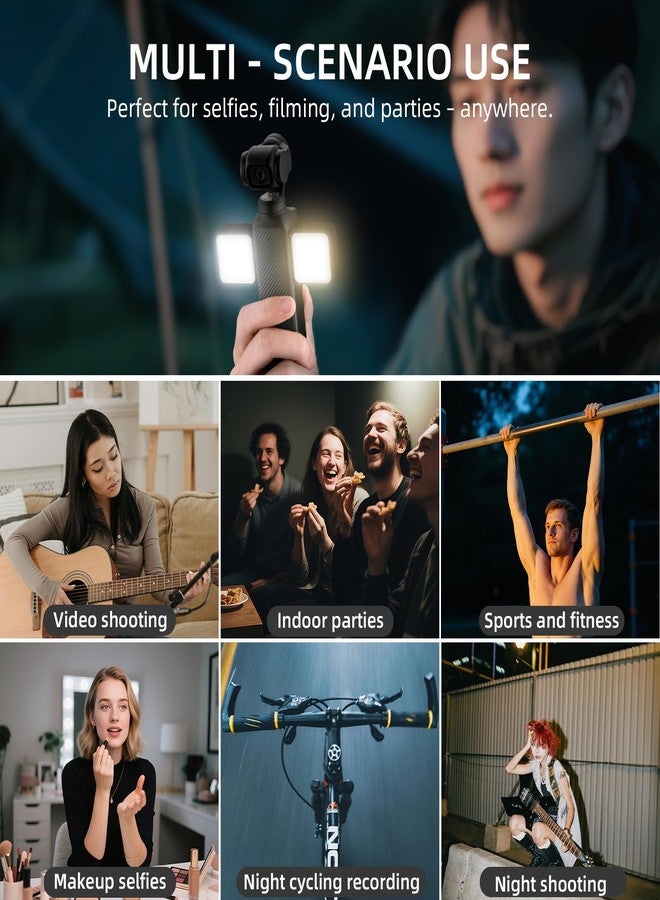 Flymile Pocket 3 Magnetic Fill Light Accessories, 6500K Adjustable Video Light with Quick - Release Cold Shoe Base, Compatible with DJI Osmo Action 5 Pro/4/3 Camera Cage Attachment, Black - Image 4