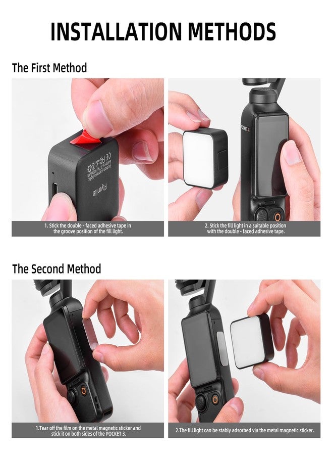 Flymile Pocket 3 Magnetic Fill Light Accessories, 6500K Adjustable Video Light with Quick - Release Cold Shoe Base, Compatible with DJI Osmo Action 5 Pro/4/3 Camera Cage Attachment, Black - Image 5