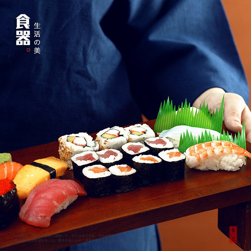 Japanese-Style Bamboo Leaf Swing Plate Sashimi Decoration Sushi Small Zongye Fresh Food Decoration Grass Leaf Barbecue Mat Green Leaf - Image 5