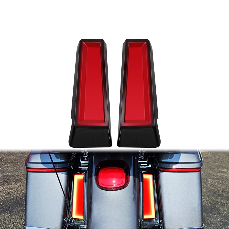 CARGLETRUE Saddlebag Filler Lights Auxiliary Lights LED Running Brake Lamp Turn Signals Fit For Harley Touring Steet Glide Road Glide Road King Special 20142023 CplorBlack and Red - Image 2