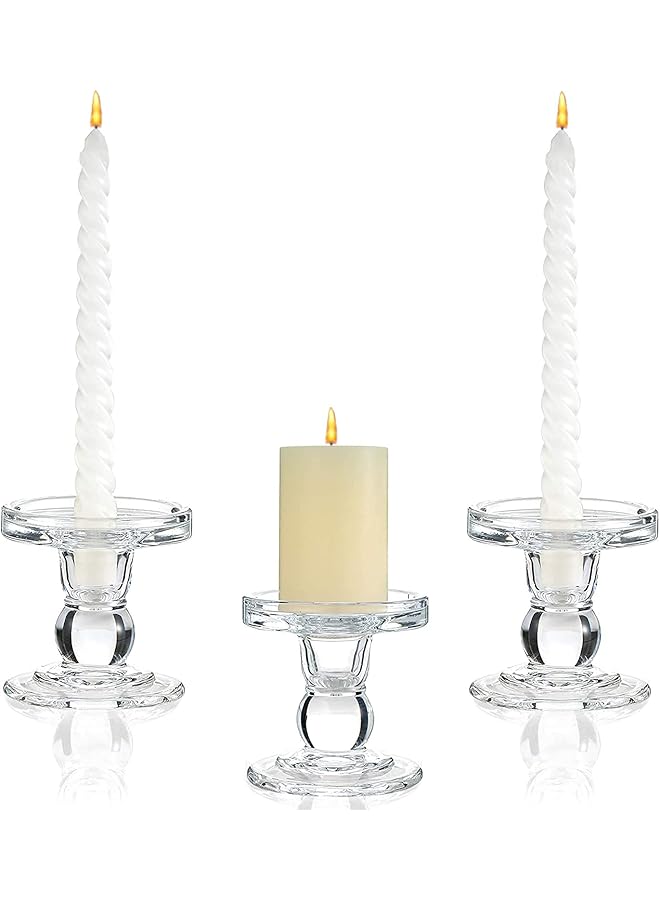 The Bros Glass Candle Holder for Pillar Candle Holder/Taper Candlestick Holders, Decorative Candle Sticks Set of 3, for Formal Events, Wedding, Church, Holiday DéCor, Table Centerpiece Decoration - Image 1