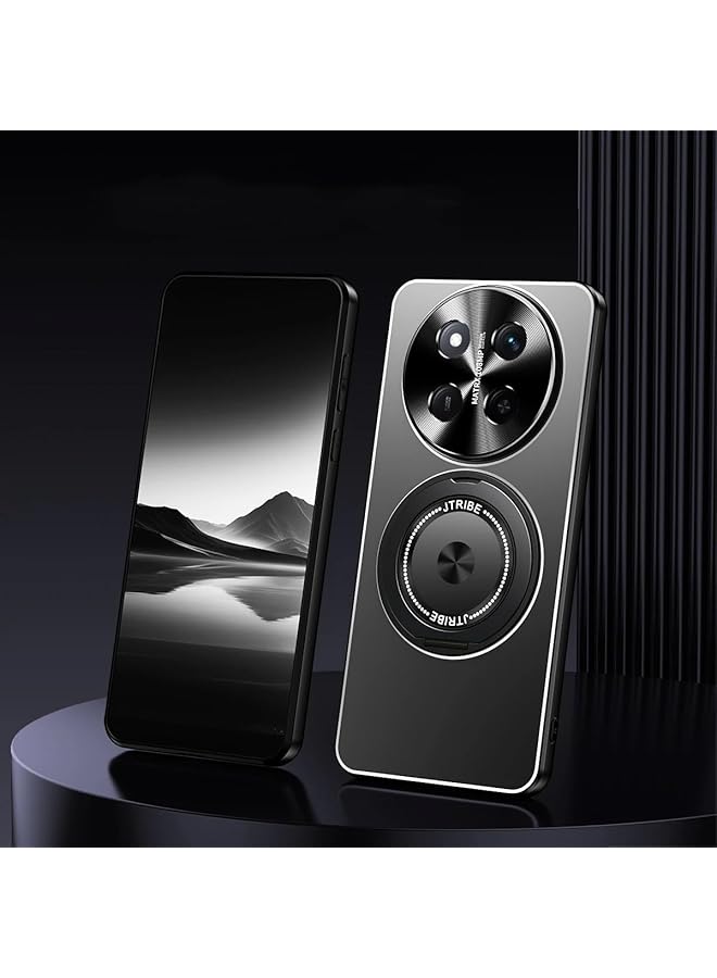 erorex Case Compatible With Honor X9C 5G X60 Pro Metal Matte Case Compatible With Mag Safe Camera Lens Protection Shockproof Slim Phone Case Cover With 360 Rotatable Ring Stand Black  - Image 1