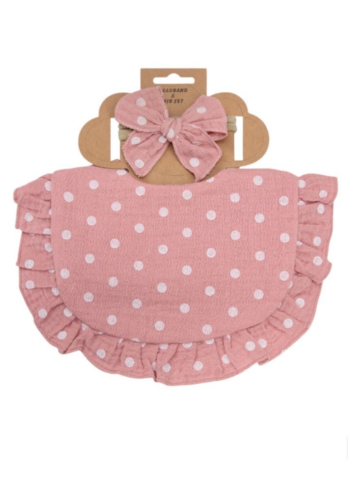 Bambimici Bambimici -Bella Baby Bib Set for Babies - Polka Dot Print Dark Pink 