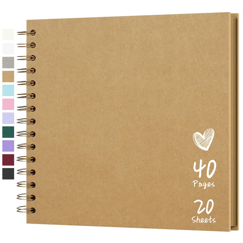 Scrapbook 8x8 Inch DIY Scrapbook Album Hardcover Kraft Paper Scrap Book Photo Albums 40 Pages Perfect for 4x6 5x7 Photos Memory Book for Family Wedding