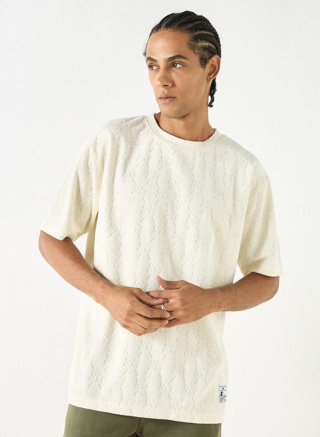 Starter All-Over Textured Sweater with Short Sleeves and Crew Neck - Image 1