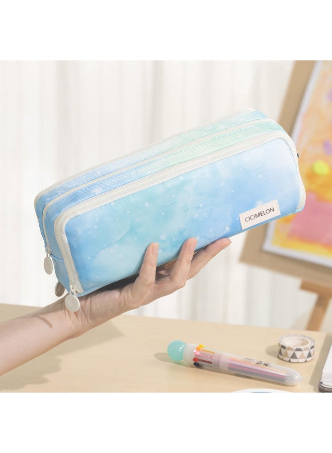 CICIMELON Large Capacity Pencil Case 3 Compartment Pouch Pen Bag for School Teen Girl Boy Men Women (Dream) - Image 2
