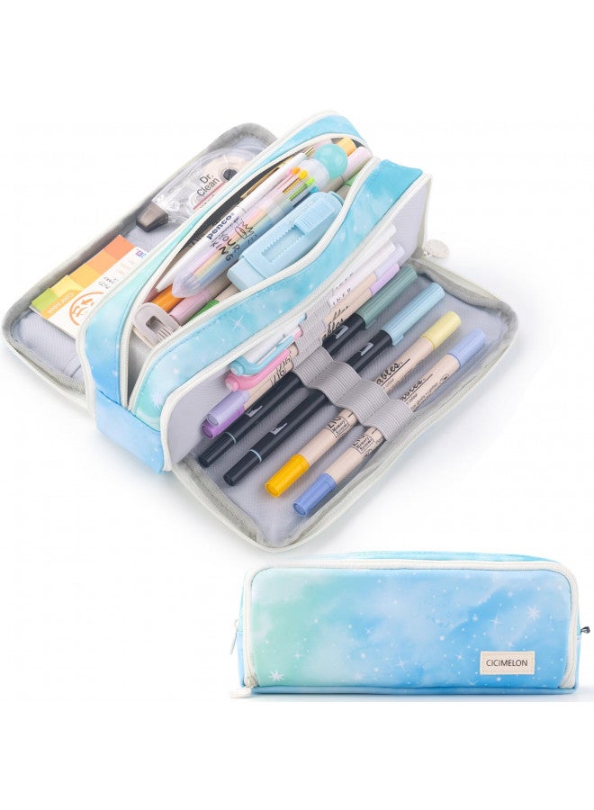 CICIMELON Large Capacity Pencil Case 3 Compartment Pouch Pen Bag for School Teen Girl Boy Men Women (Dream) - Image 1
