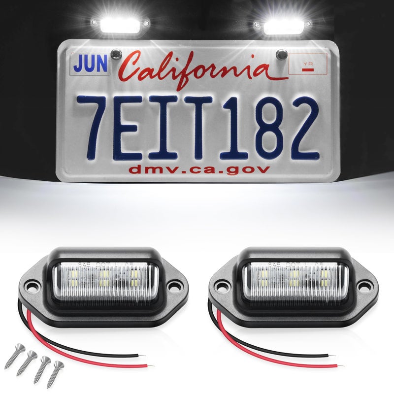 LivTee Waterproof 12V License Plate LED Light for RV Camper Truck SUV Trailer Van Step Courtesy Cargo Lights Xenon White 2PCS