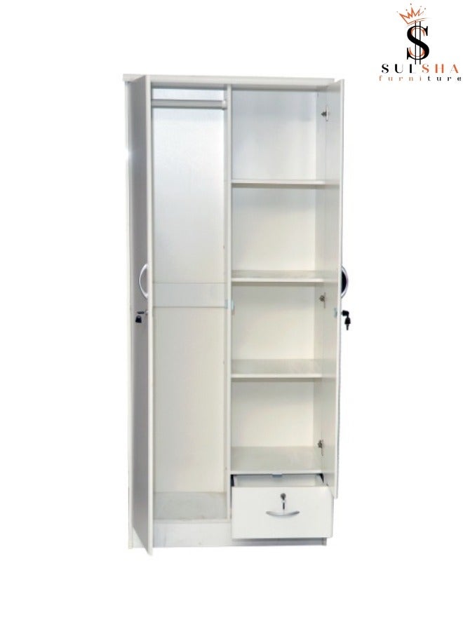 SULSHA Sulsah 2 Door Wooden Wardrobe Cabinet Cupboard Engineered Wood Perfect Modern Stylish Heavy Duty - Image 2