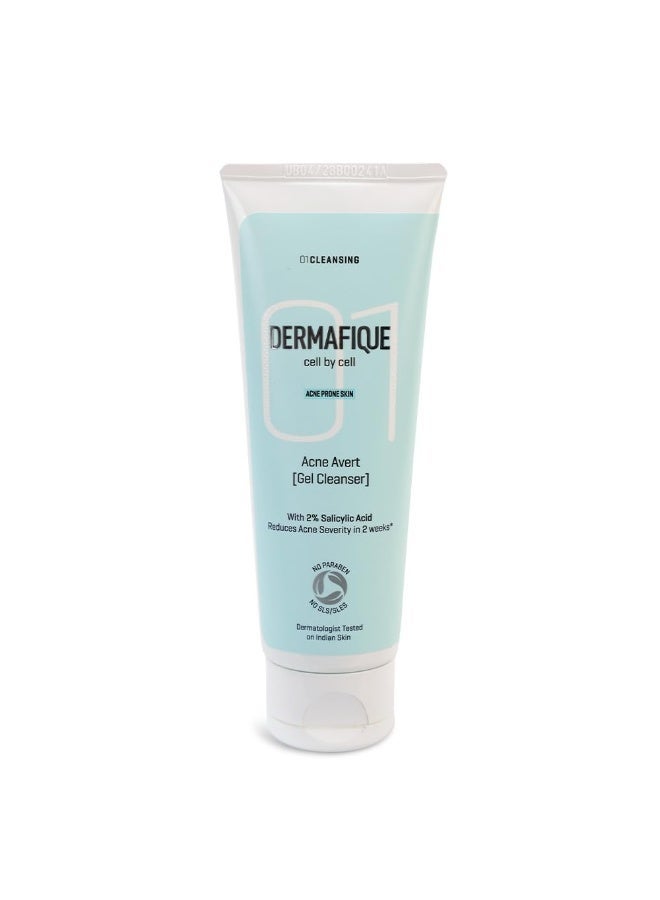 Dermafique Acne Avert Gel Cleanser 100ml | 2% Salicylic Acid Face wash, Gentle Cleanser for Acne Prone Skin | Reduces Acne Severity in 2 weeks* | For Men & Women | Dermatologist tested on Indian Skin - Image 1