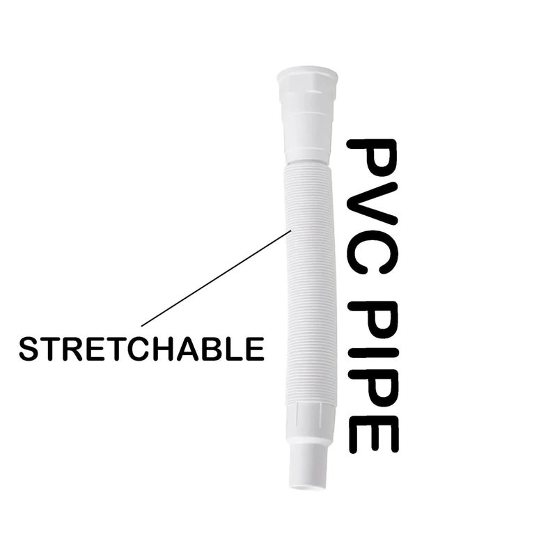 LUVBATH FITTING أنبوب تصريف PVC أبيض مع مقبس ثقيل | خرطوم تصريف مرن وقابل للطي لحوض الحمام وحوض المطبخ | مجموعة من 2 أنبوب بطول 36 بوصة - Image 5