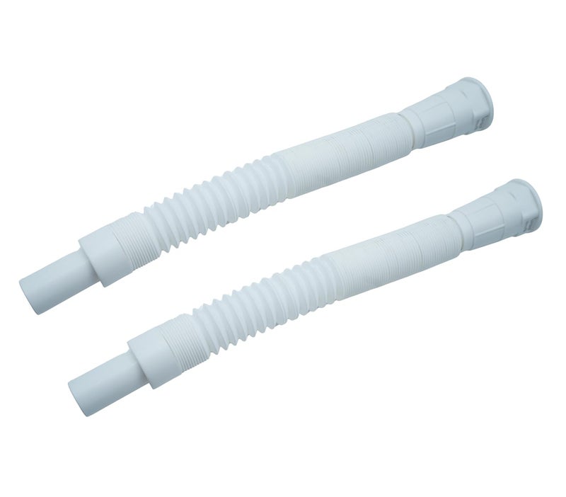 LUVBATH FITTING أنبوب تصريف PVC أبيض مع مقبس ثقيل | خرطوم تصريف مرن وقابل للطي لحوض الحمام وحوض المطبخ | مجموعة من 2 أنبوب بطول 36 بوصة - Image 1