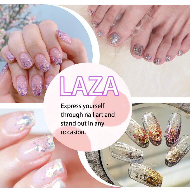 Laza 8 Colors Nail Art Glitter Diamond Dust Iridescent Nail Powder Chunky Glitter Confetti Foil Flakes Sequins for Nail Art Supplies, Gel Polish, Mermaid Makeup, Body, Resin â€” Dancing Sparkle - Image 5