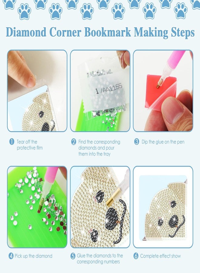 YLOLUL 8 Pcs Dog Diamond Painting Corner Bookmark Dog 5D DIY Page Book Marks Triangle Book Lovers Gifts for Women Girls Art Craft Reading Lovers Presents - Image 3