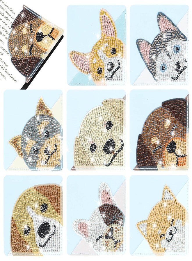 YLOLUL 8 Pcs Dog Diamond Painting Corner Bookmark Dog 5D DIY Page Book Marks Triangle Book Lovers Gifts for Women Girls Art Craft Reading Lovers Presents - Image 1