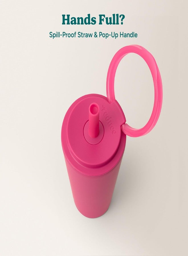 ريديوس كوب REDUCE Halo سعة 32 أونصة معزول بتفريغ الهواء من الفولاذ المقاوم للصدأ - كوب سفر مقاوم للانسكاب مع غطاء بمقبض قلاب - يحافظ على المشروبات باردة لمدة 32 ساعة - آمن للاستخدام في غسالة الأطباق - مناسب لحاملات الأكواب - فاكهة التنين - Image 5