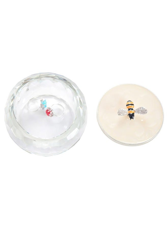Lasody Bee Jewelry Storage Box for Rings Earrings Necklace Treasure Chest Organizer Jewelry Keepsake Gift Box Case for Girl Women (Bee w/Crystal box, Silver Plate, Big) - Image 3