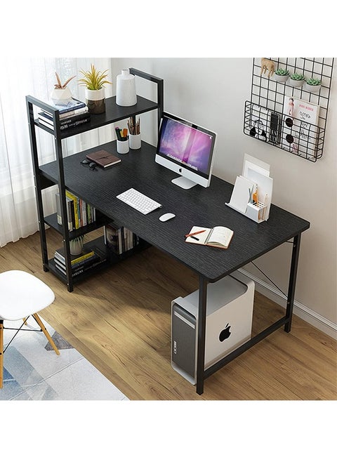 Computer Desk with Storage Shelves，Home Office Desk with Bookshelf，120cm Study Writing Table Corner Desk，PC Laptop Desk with Extra Strong Legs
