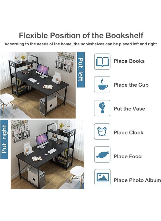 JCB CHIC - Computer Desk with Storage Shelves，Home Office Desk with Bookshelf，120cm Study Writing Table Corner Desk，PC Laptop Desk with Extra Strong Legs - Image 1